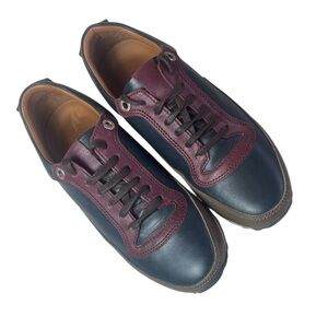 Lottusse 1877 Men's Navy/Burgundy Leather Lace-Up Sneakers Size 39 EU
